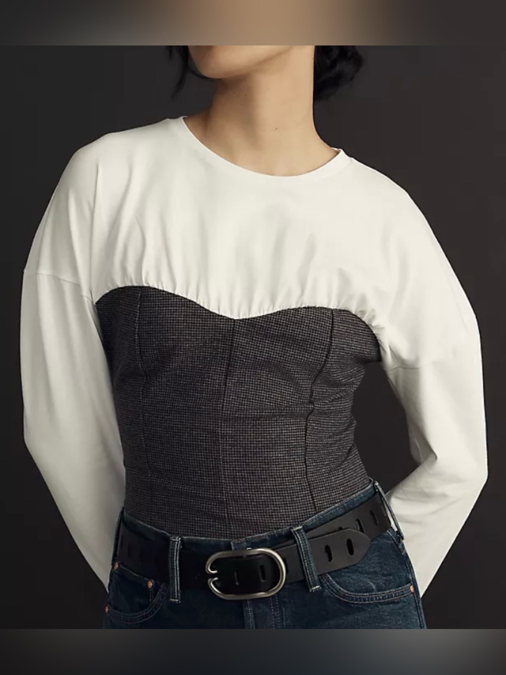 Maeve Anthropologie Twofer Long Sleeve Corset Top